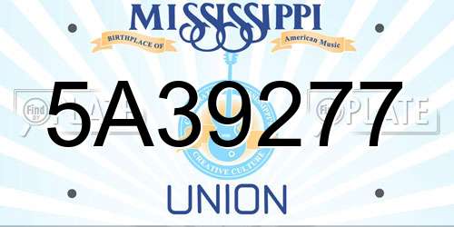 5A39277 Mississippi License Plate