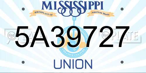 5A39727 Mississippi License Plate
