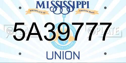 5A39777 Mississippi License Plate