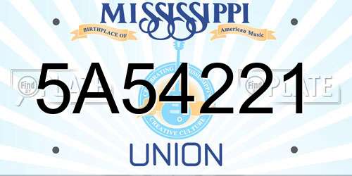 5A54221 Mississippi License Plate