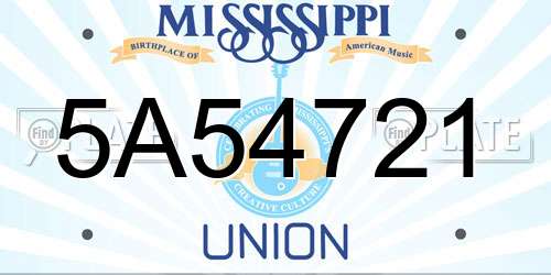 5A54721 Mississippi License Plate