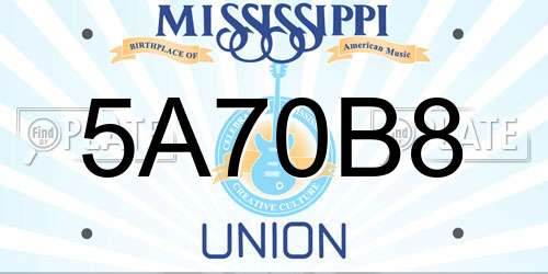 5A70B8 Mississippi License Plate