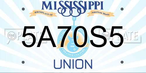 5A70S5 Mississippi License Plate