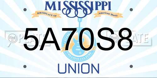 5A70S8 Mississippi License Plate