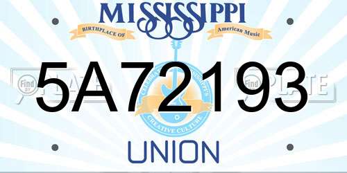 5A72193 Mississippi License Plate
