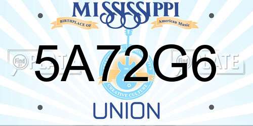5A72G6 Mississippi License Plate