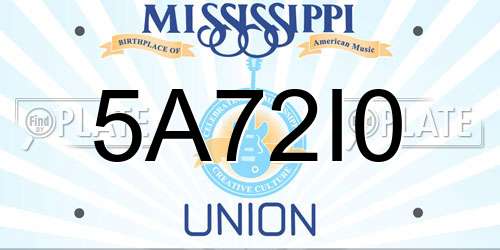 5A72I0 Mississippi License Plate