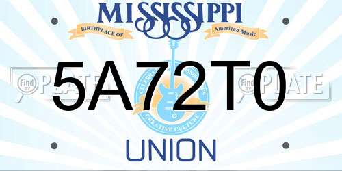 5A72T0 Mississippi License Plate