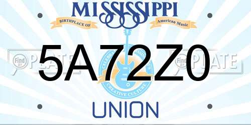 5A72Z0 Mississippi License Plate