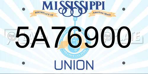 5A76900 Mississippi License Plate