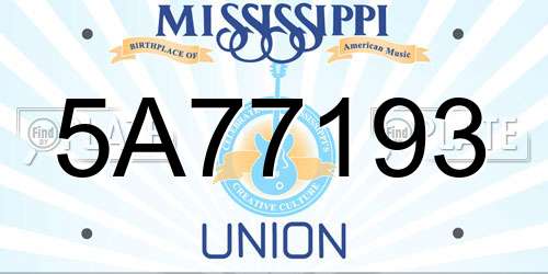 5A77193 Mississippi License Plate