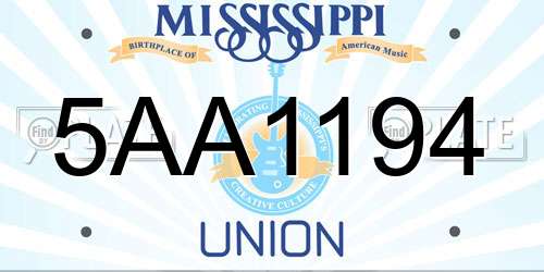 5AA1194 Mississippi License Plate