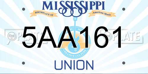 5AA161 Mississippi License Plate