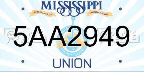 5AA2949 Mississippi License Plate