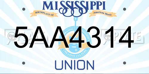 5AA4314 Mississippi License Plate
