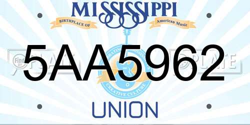 5AA5962 Mississippi License Plate