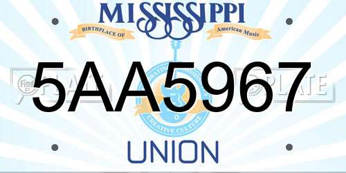 5AA5967 Mississippi License Plate