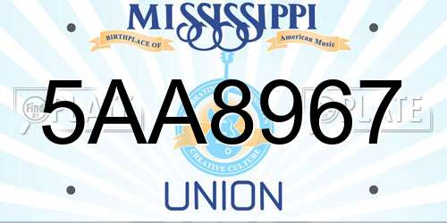 5AA8967 Mississippi License Plate