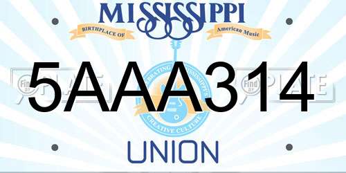 5AAA314 Mississippi License Plate