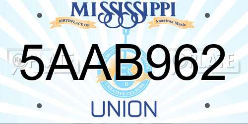 5AAB962 Mississippi License Plate