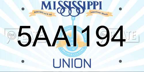 5AAI194 Mississippi License Plate