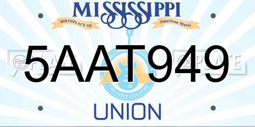 5AAT949 Mississippi License Plate