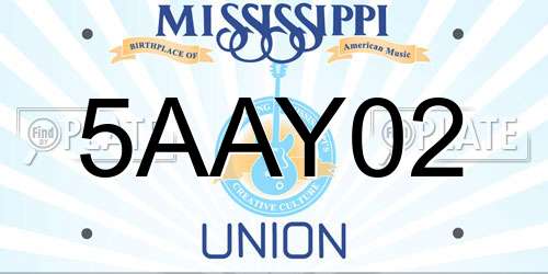 5AAY02 Mississippi License Plate