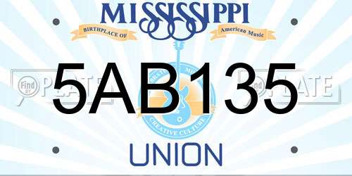 5AB135 Mississippi License Plate