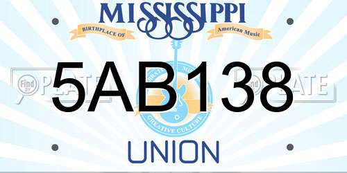 5AB138 Mississippi License Plate