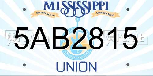 5AB2815 Mississippi License Plate