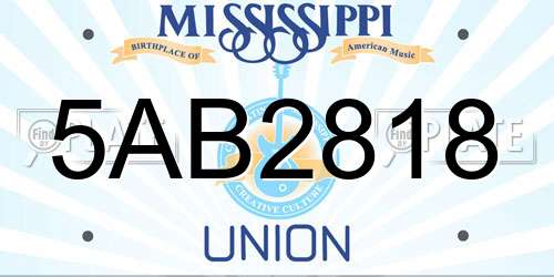 5AB2818 Mississippi License Plate