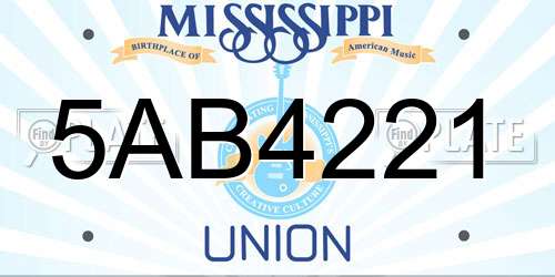 5AB4221 Mississippi License Plate