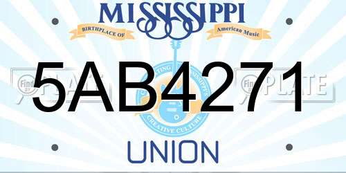 5AB4271 Mississippi License Plate