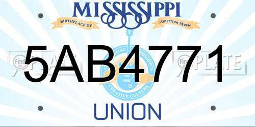 5AB4771 Mississippi License Plate