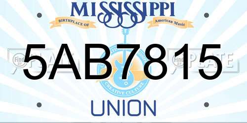 5AB7815 Mississippi License Plate