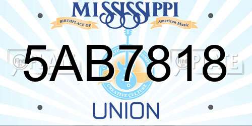 5AB7818 Mississippi License Plate