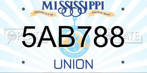 5AB788 Mississippi License Plate