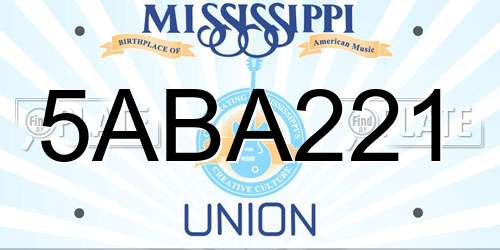 5ABA221 Mississippi License Plate