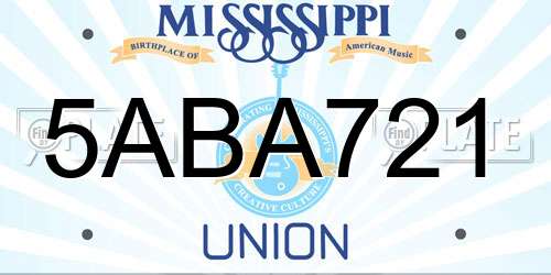 5ABA721 Mississippi License Plate