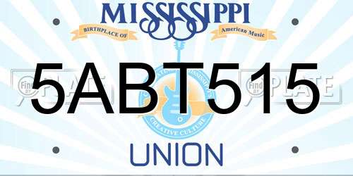 5ABT515 Mississippi License Plate