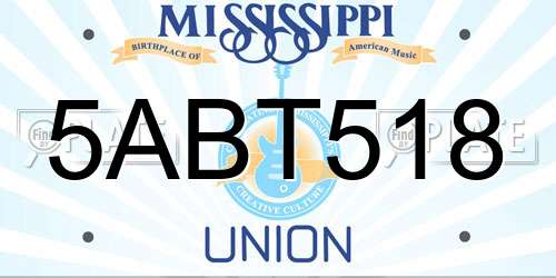 5ABT518 Mississippi License Plate