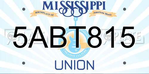 5ABT815 Mississippi License Plate