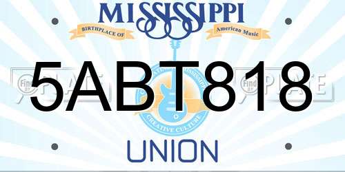 5ABT818 Mississippi License Plate