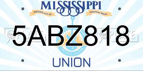 5ABZ818 Mississippi License Plate