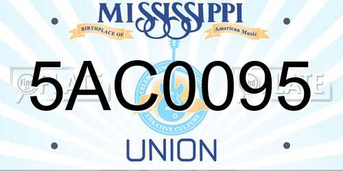 5AC0095 Mississippi License Plate