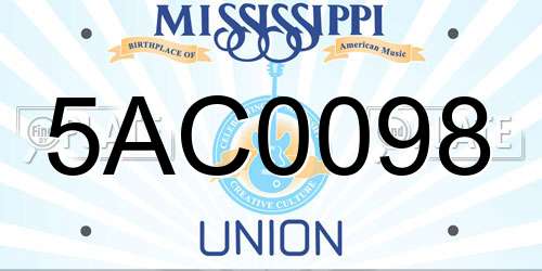 5AC0098 Mississippi License Plate
