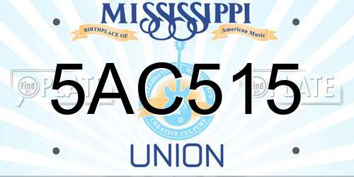 5AC515 Mississippi License Plate