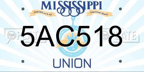 5AC518 Mississippi License Plate