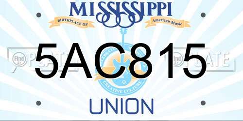 5AC815 Mississippi License Plate