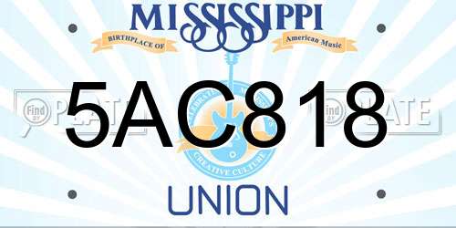 5AC818 Mississippi License Plate